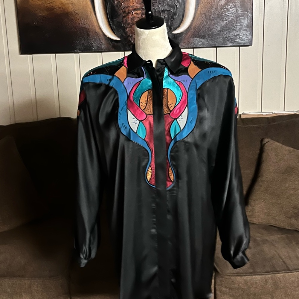 Sir James~ Size 8 Elegant Blouse Multi-Colors Abs… - image 7